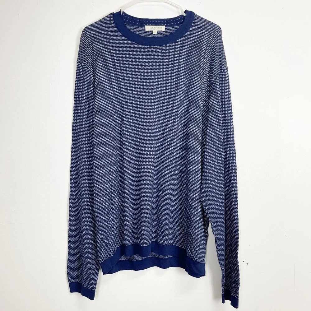 NEW Jack Victor Light Sweater Mens Size 2XL Blue Pattern Thin Knit Douglas Crew